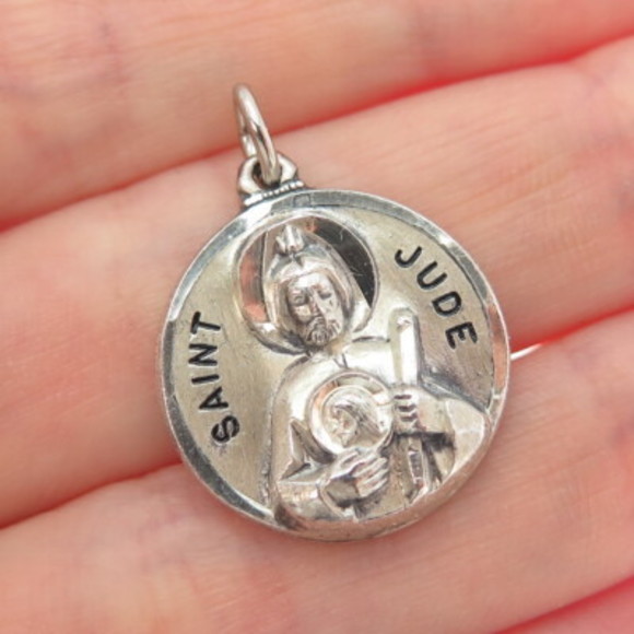 CREED 925 Sterling Silver Vintage St. Jude Religious Charm Pendant - Picture 1 of 6